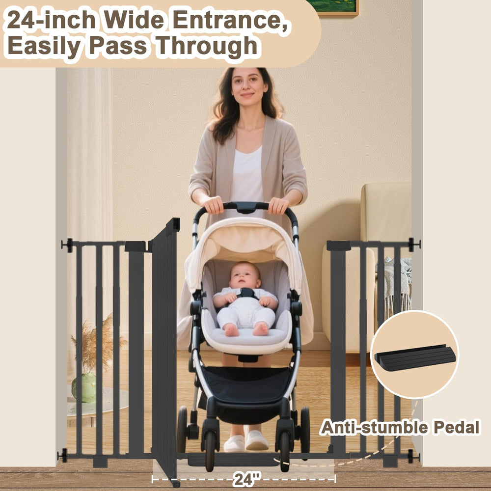 Amibud Metal construction gate provides durable indoor use and reliable containment.