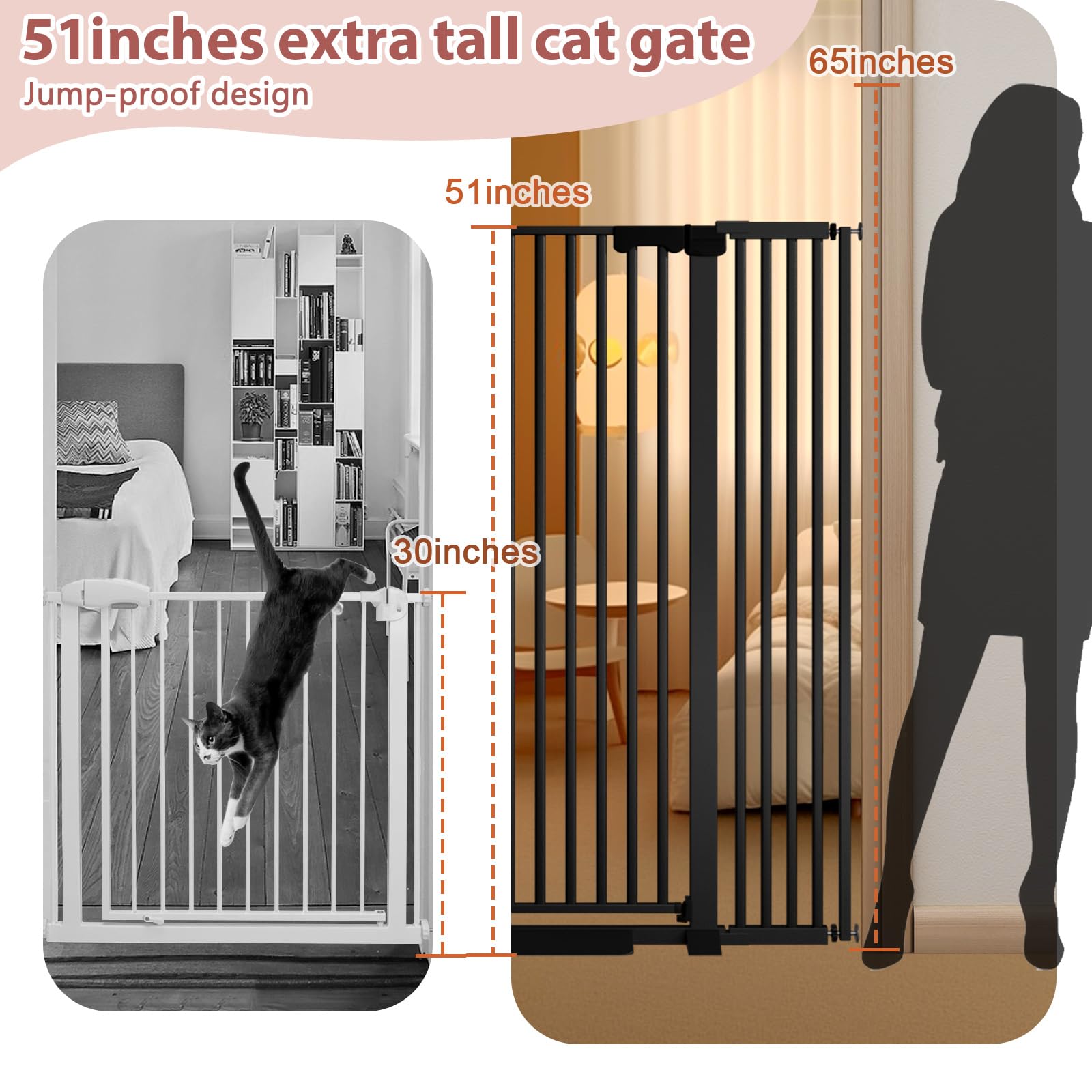 Amibud pressure-mounted pet gate no-drill enables quick, wall-friendly setup