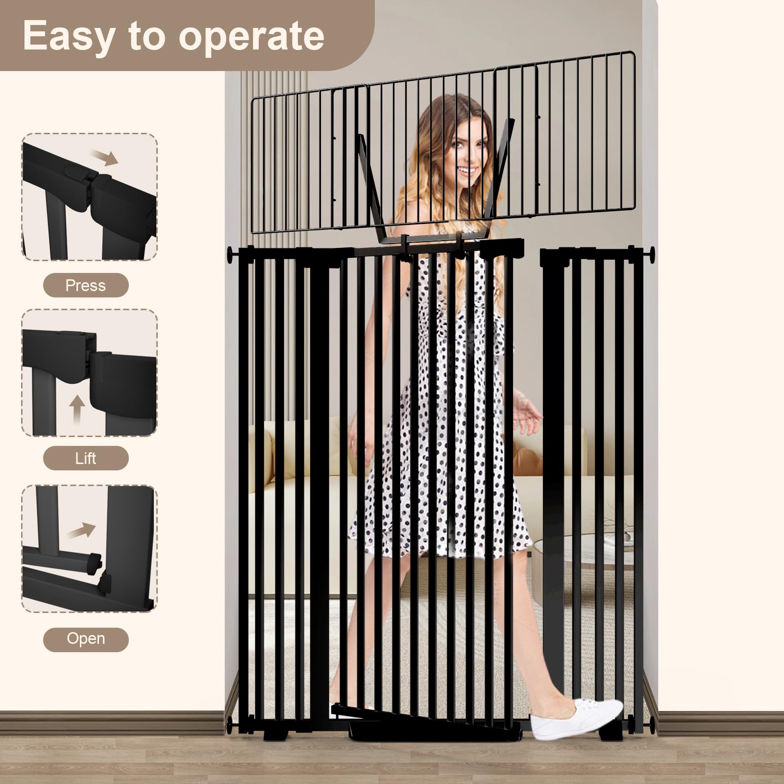 Amibud stainless steel durable construction emphasizes a sturdy, long-lasting gate.