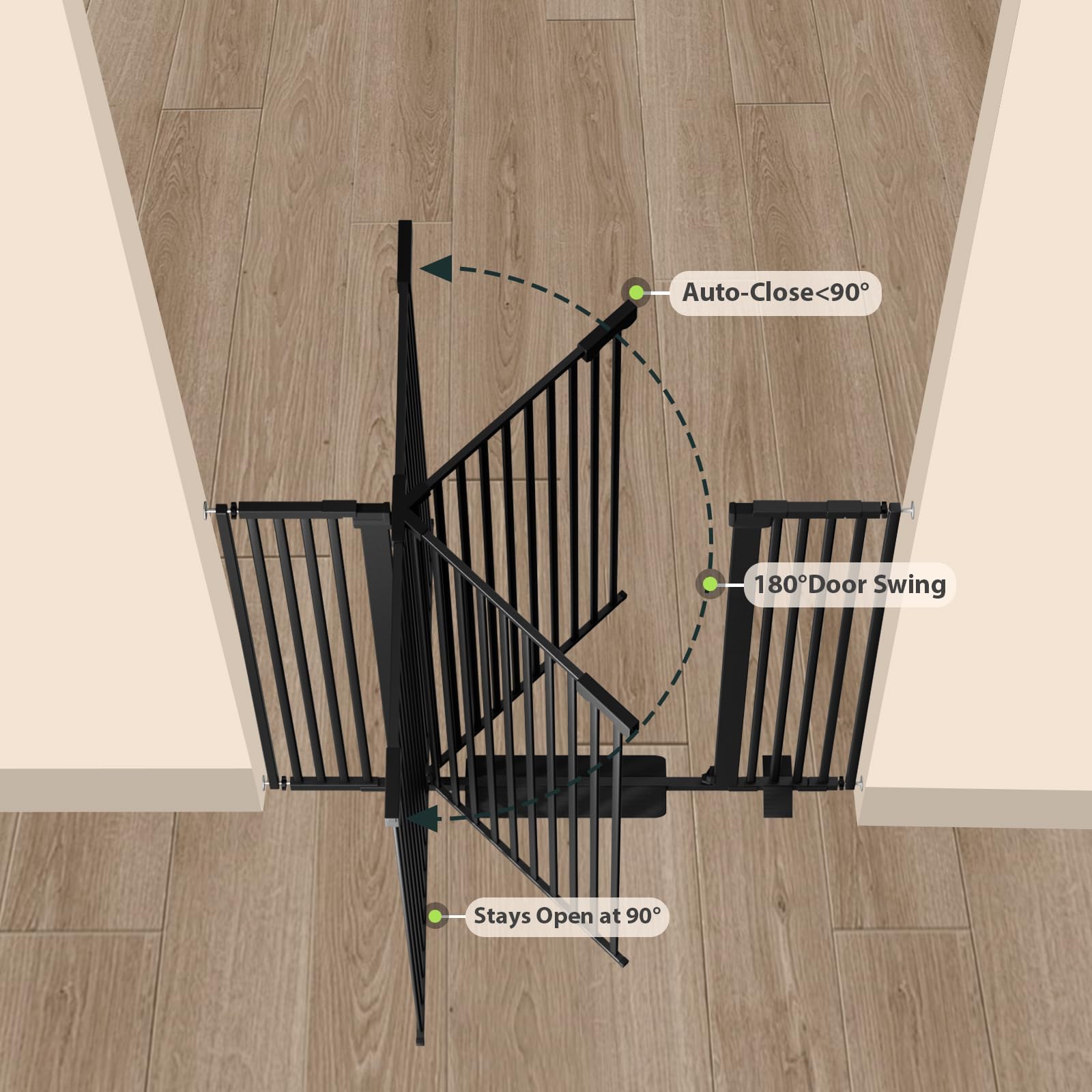 Amibud width-range 29point5-49point21 in is demonstrated in a doorway setup.