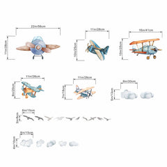 Amimagen airplane wall stickers offer colorful playroom wall art and learning cues.
