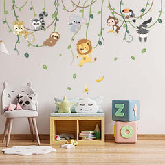 Amimagen Lion wall decal climbing trees adds playful focal point for a lively nursery