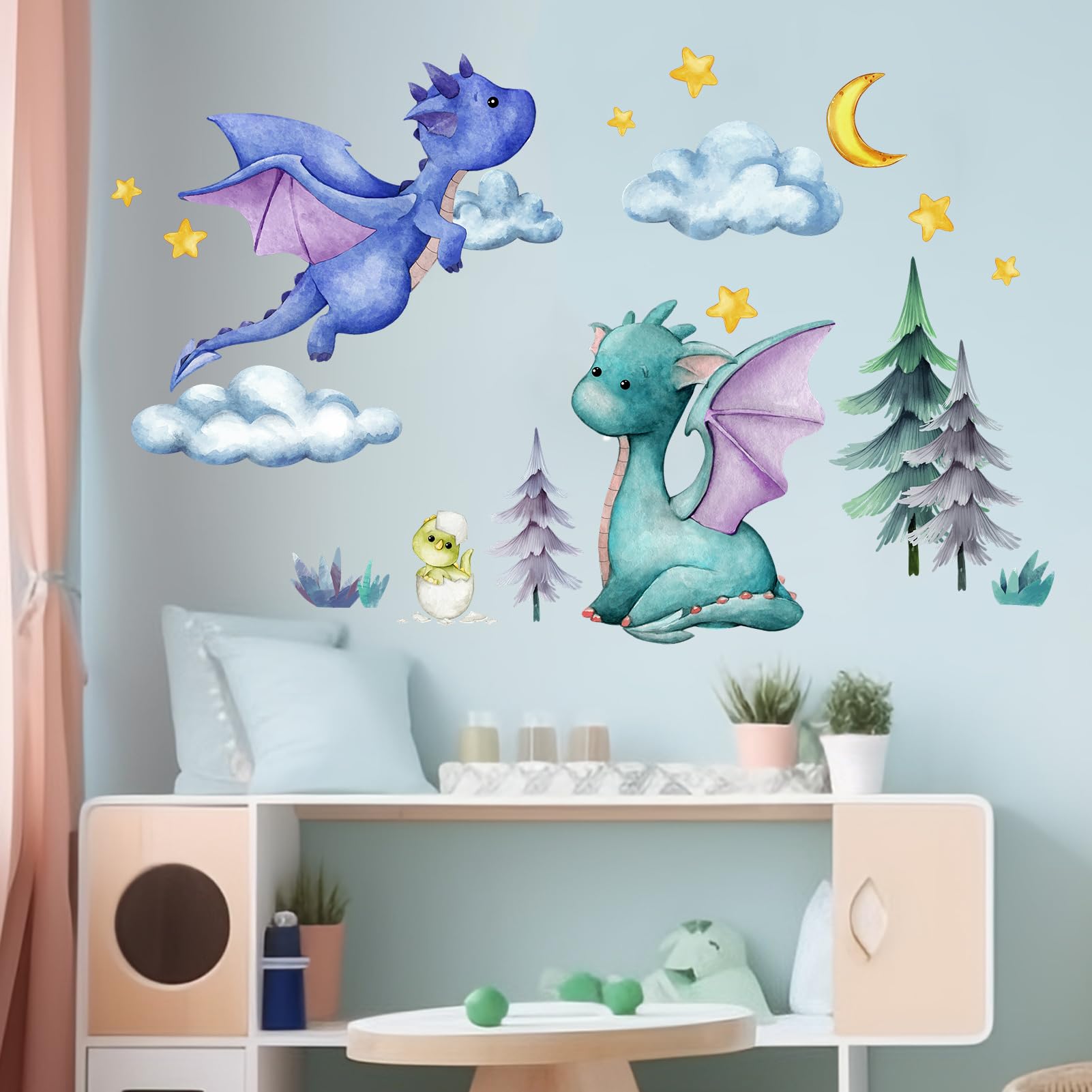 Amimagen Baby Bedroom decor waterproof wall stickers—remove without residue.