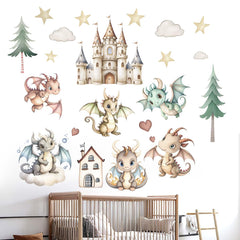Amimagen baby dragon wall stickers for nursery; easy to apply without residue