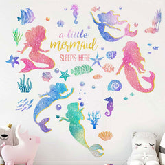 Amimagen baby girls mermaid wall decals highlight colorful, safe decor for kids' rooms.