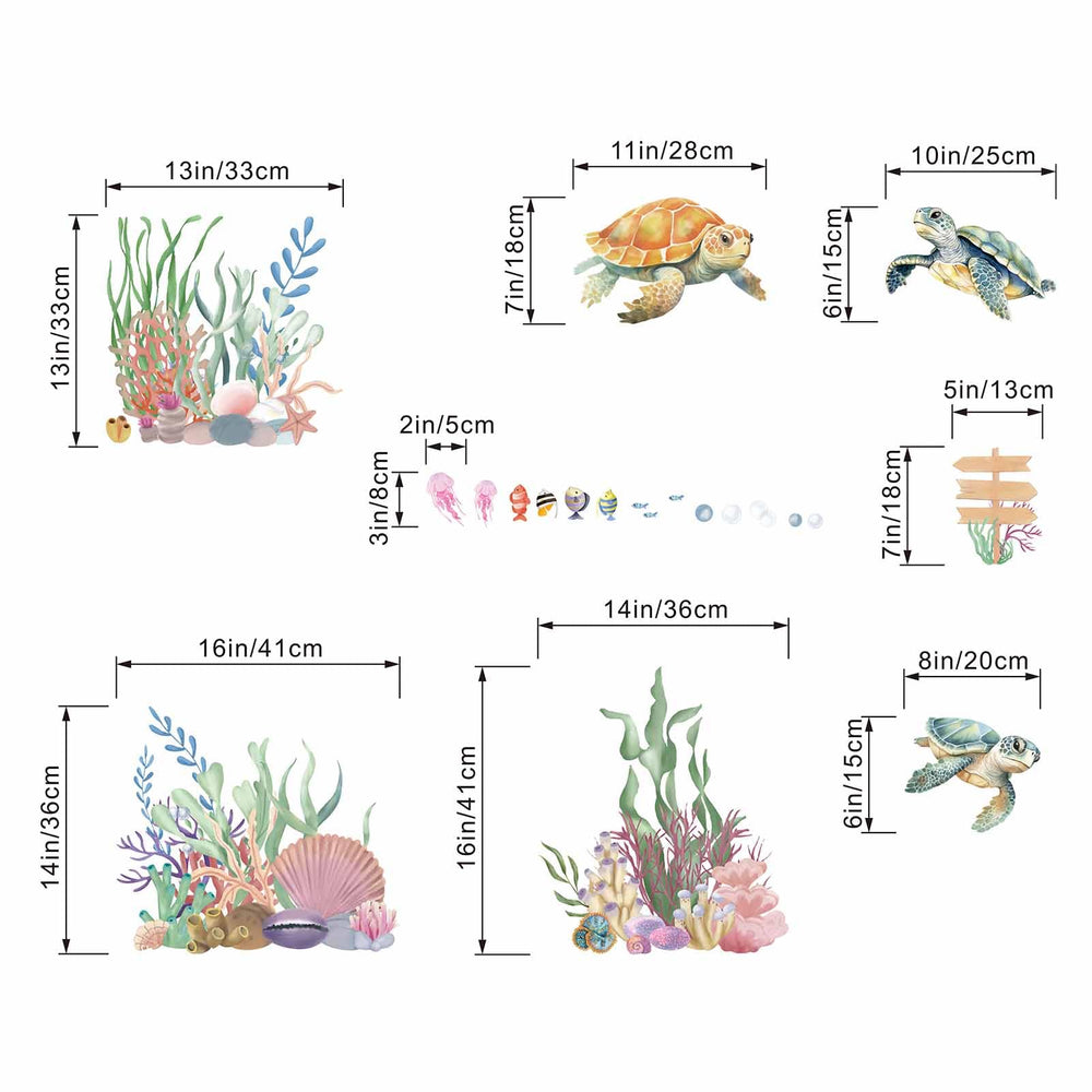 Amimagen Baby nursery sea turtle decor creates a playful scene without residues