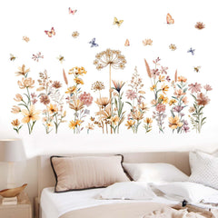 Amimagen boho flower wall stickers create a playful girls' room focal point for imagination.