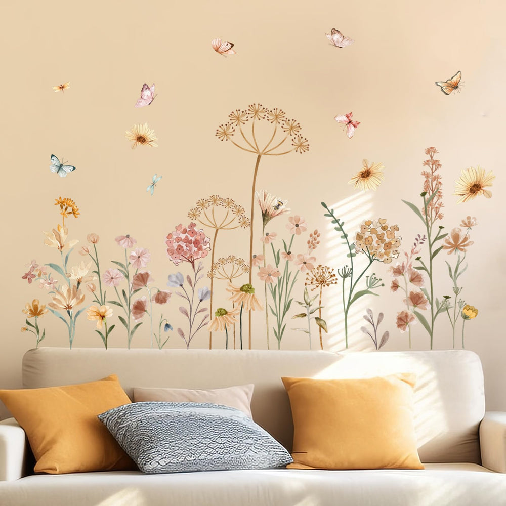 Amimagen boho-flower-wall-stickers nursery-decor ideal for bright, toxin-free walls in babies' spaces.