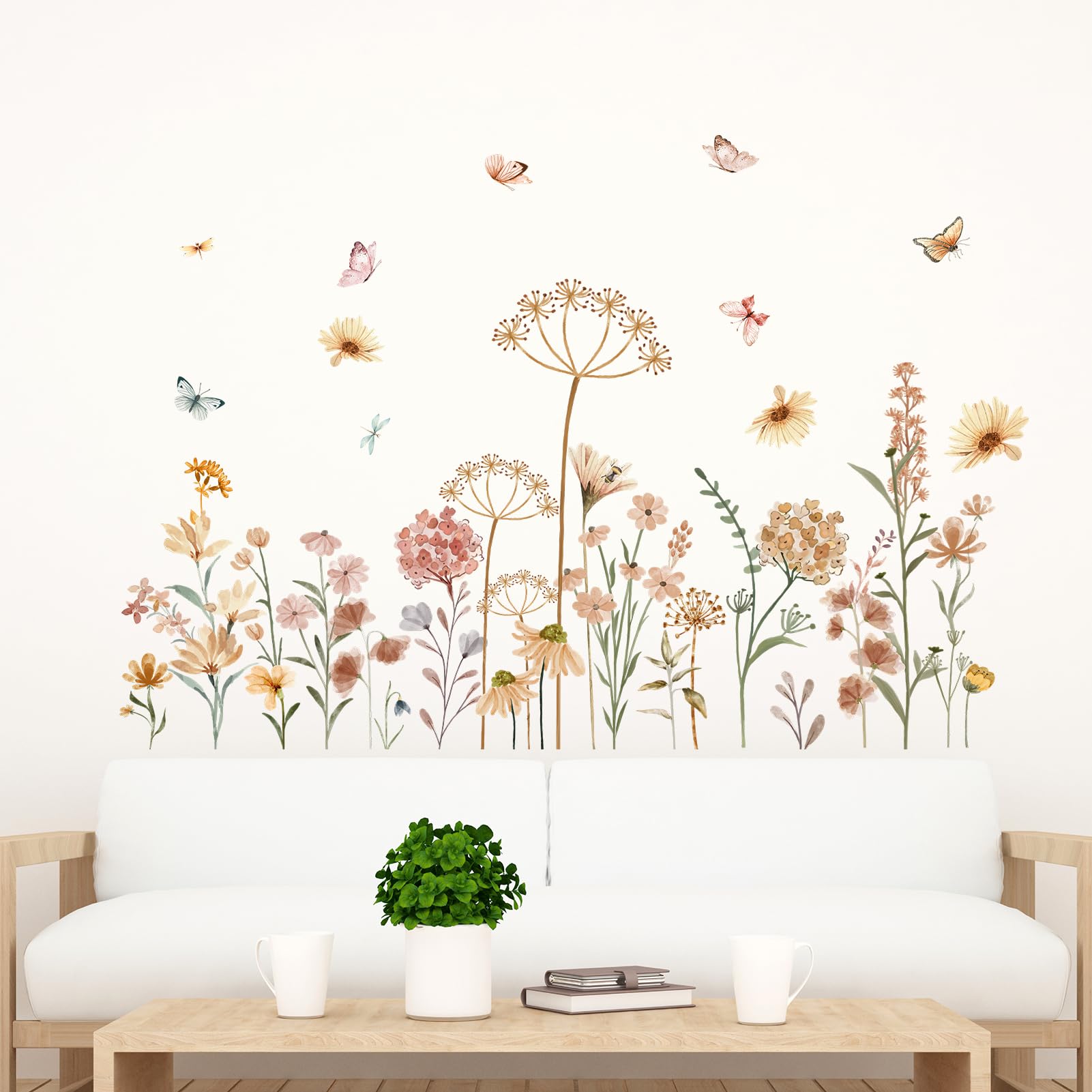 Amimagen boho-flower-wall-stickers packaged view showcasing durable, kid-friendly nursery decor.