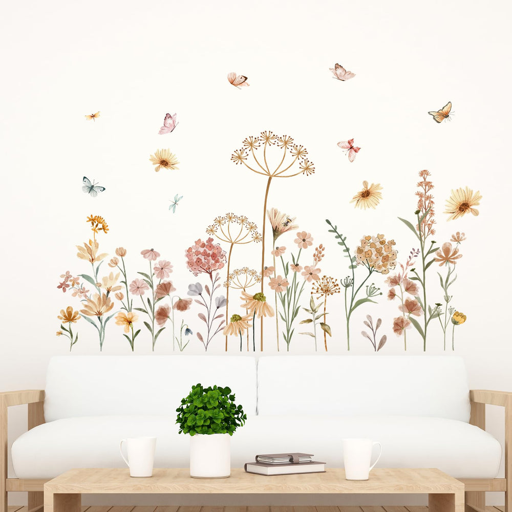 Amimagen boho-flower-wall-stickers packaged view showcasing durable, kid-friendly nursery decor.