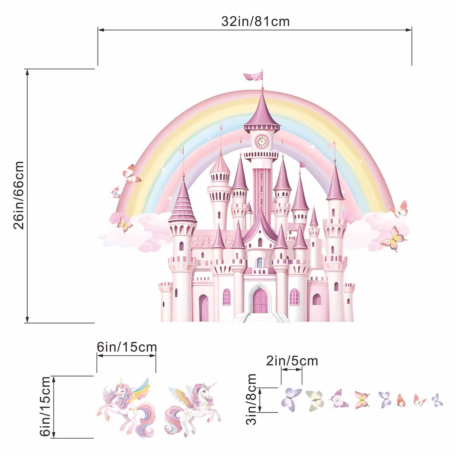 Amimagen Dreamy Castle Kids Room Art showcases two piece stickers for flexible layout