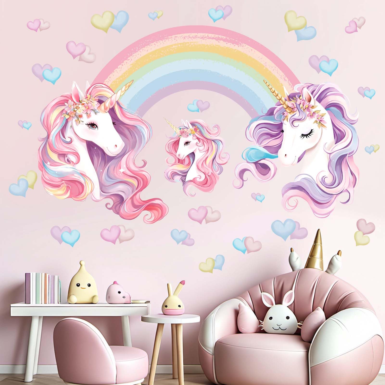Amimagen finished wall decor featuring unicorn rainbow for playful kids space