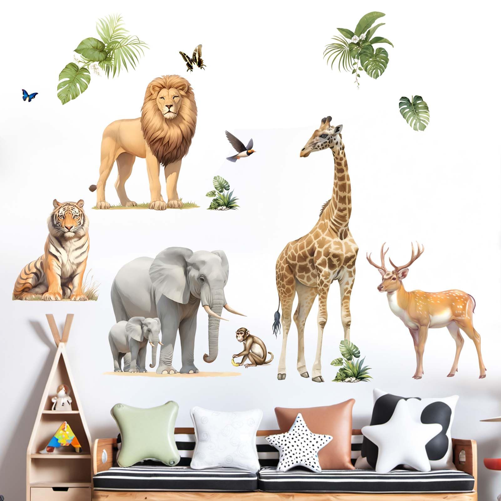 Amimagen elephant and friends wall sticker durable, waterproof wall art.