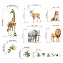 Amimagen giraffe tiger lion wall decals create vivid storytelling scenes.