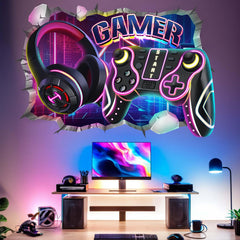 Amimagen gamer wall decal pixel icons adds playful textures for kids' walls and shelves.