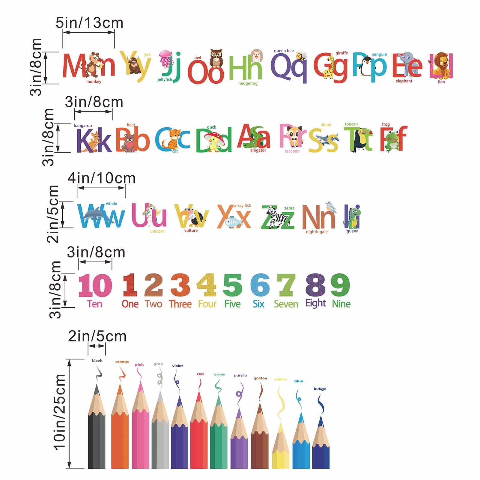 Amimagen alphabet wall stickers featuring animal illustrations for engaging decor accents