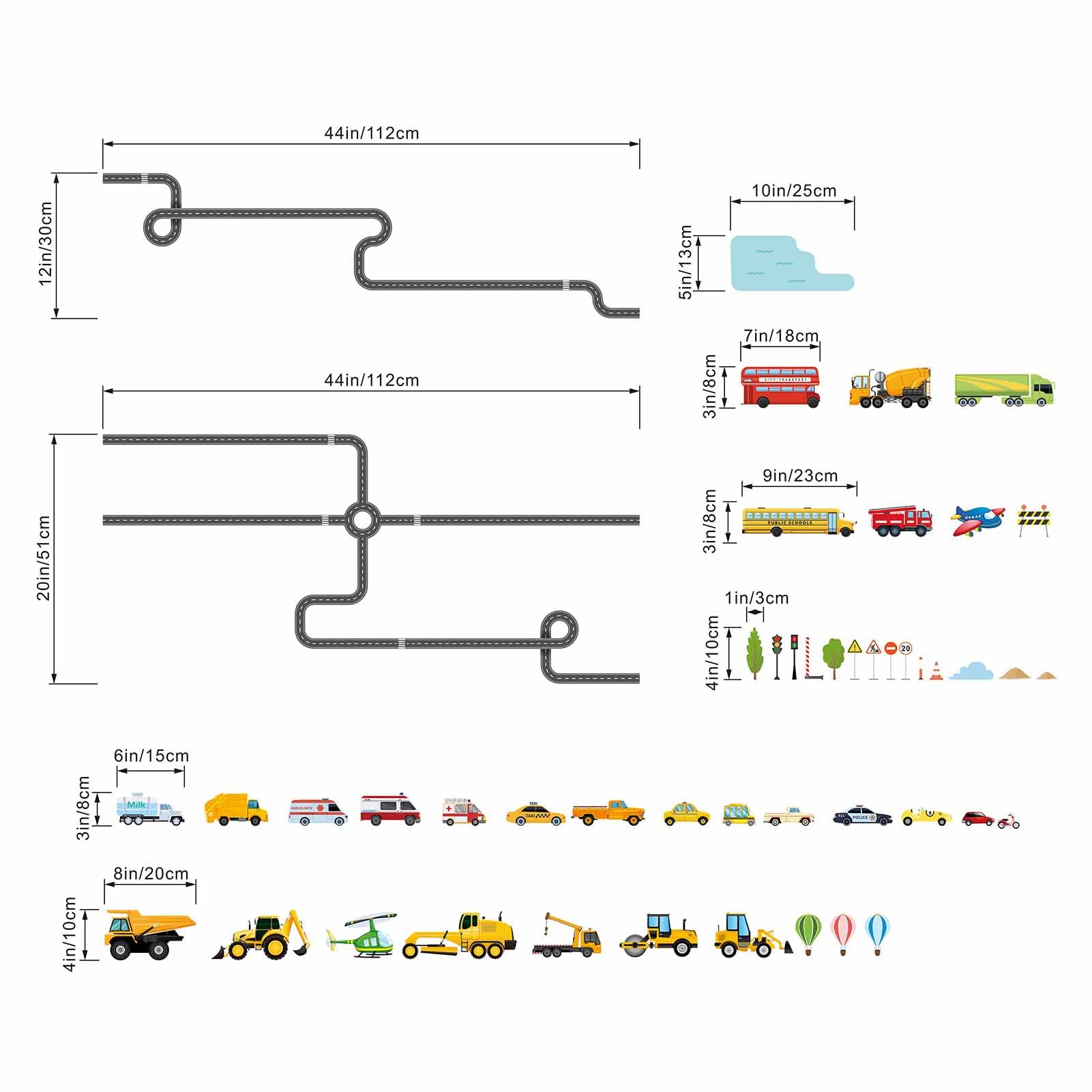 Amimagen large construction vehicles wall stickers playroom decor with action driven imagery