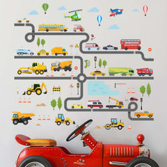 Amimagen large construction vehicles wall stickers tractor accent for kids room organization and imagination