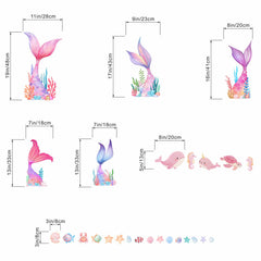 Amimagen Mermaid Tail Wall Stickers pastel-palette creates a cozy, dreamy bedroom ambiance.