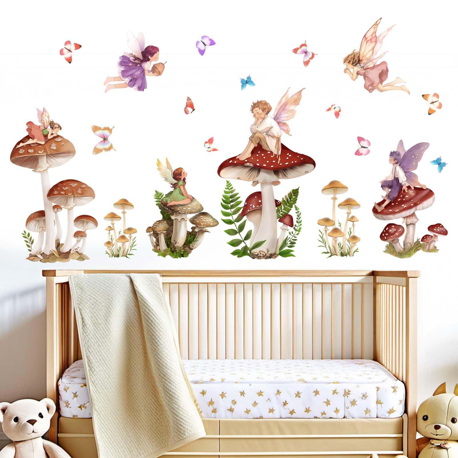 Amimagen butterfly accents on wall stickers add whimsy to nurseries and bedrooms.