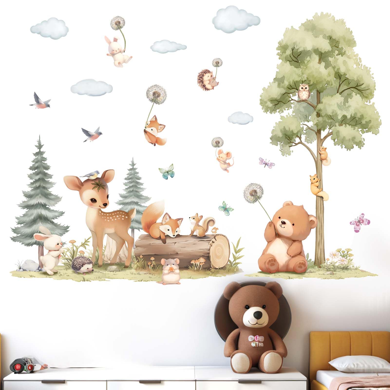 Amimagen nursery wall decals forest animals brighten playtime ambiance.