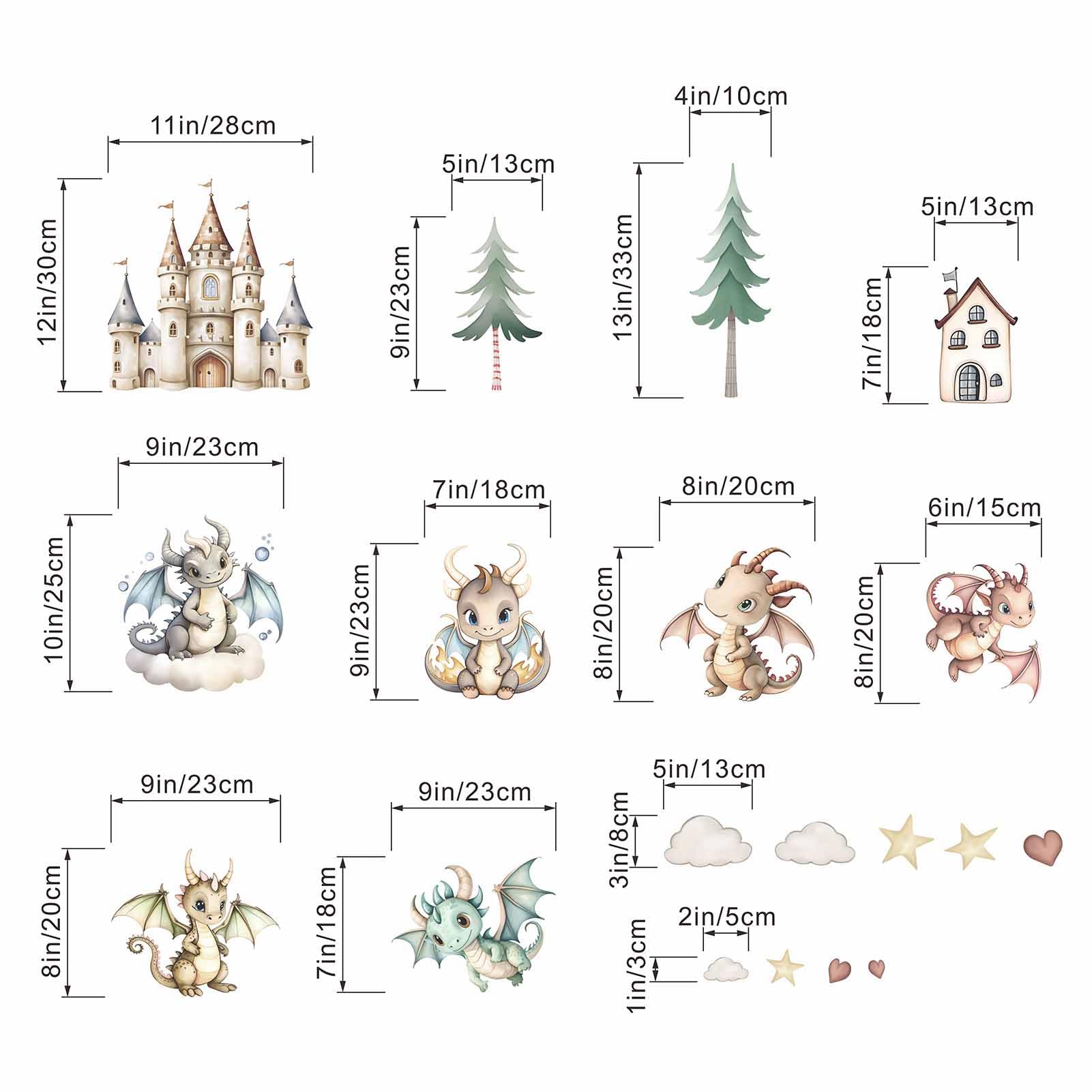 Amimagen nursery wall stickers dragon pair offers versatile DIY arrangement
