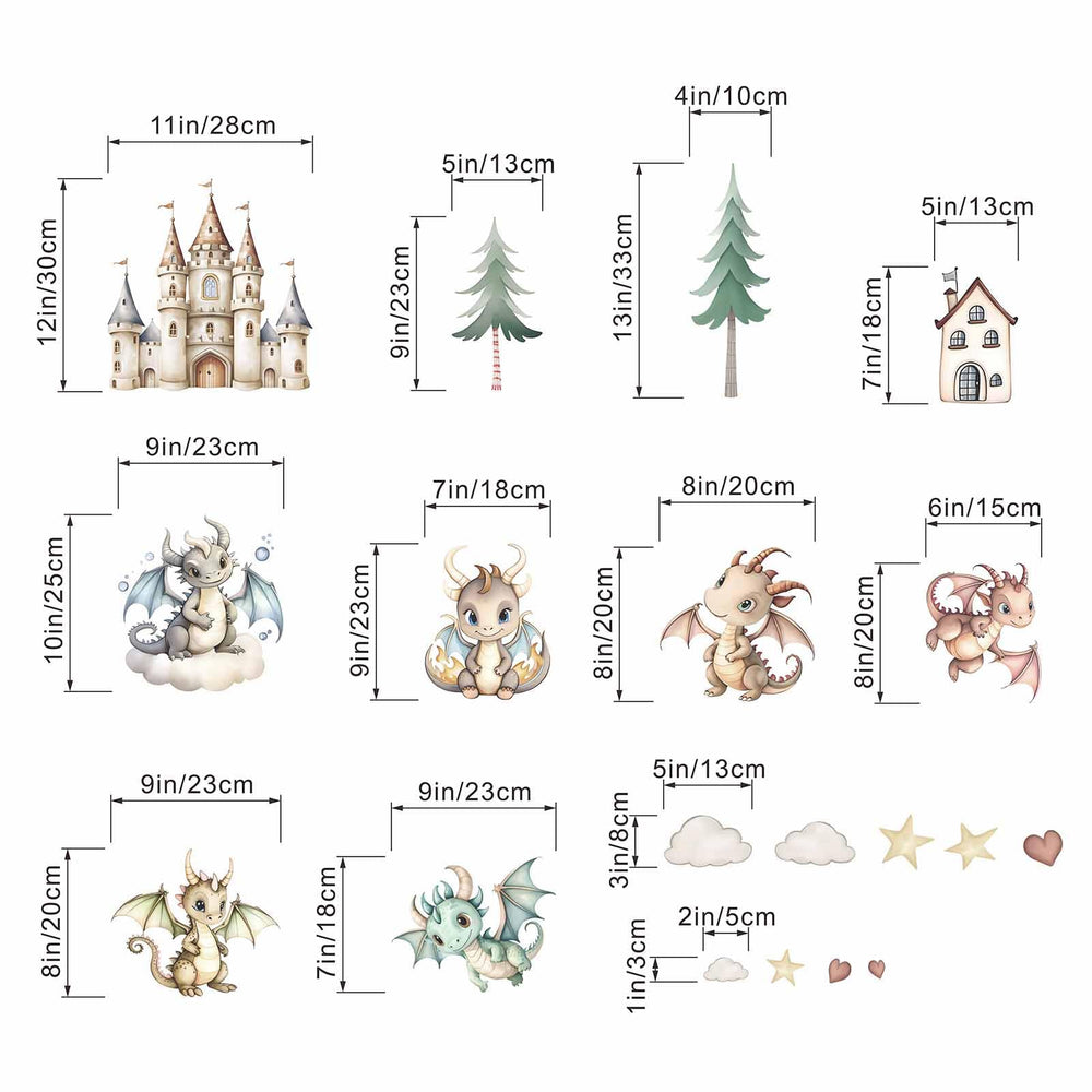 Amimagen nursery wall stickers dragon pair offers versatile DIY arrangement