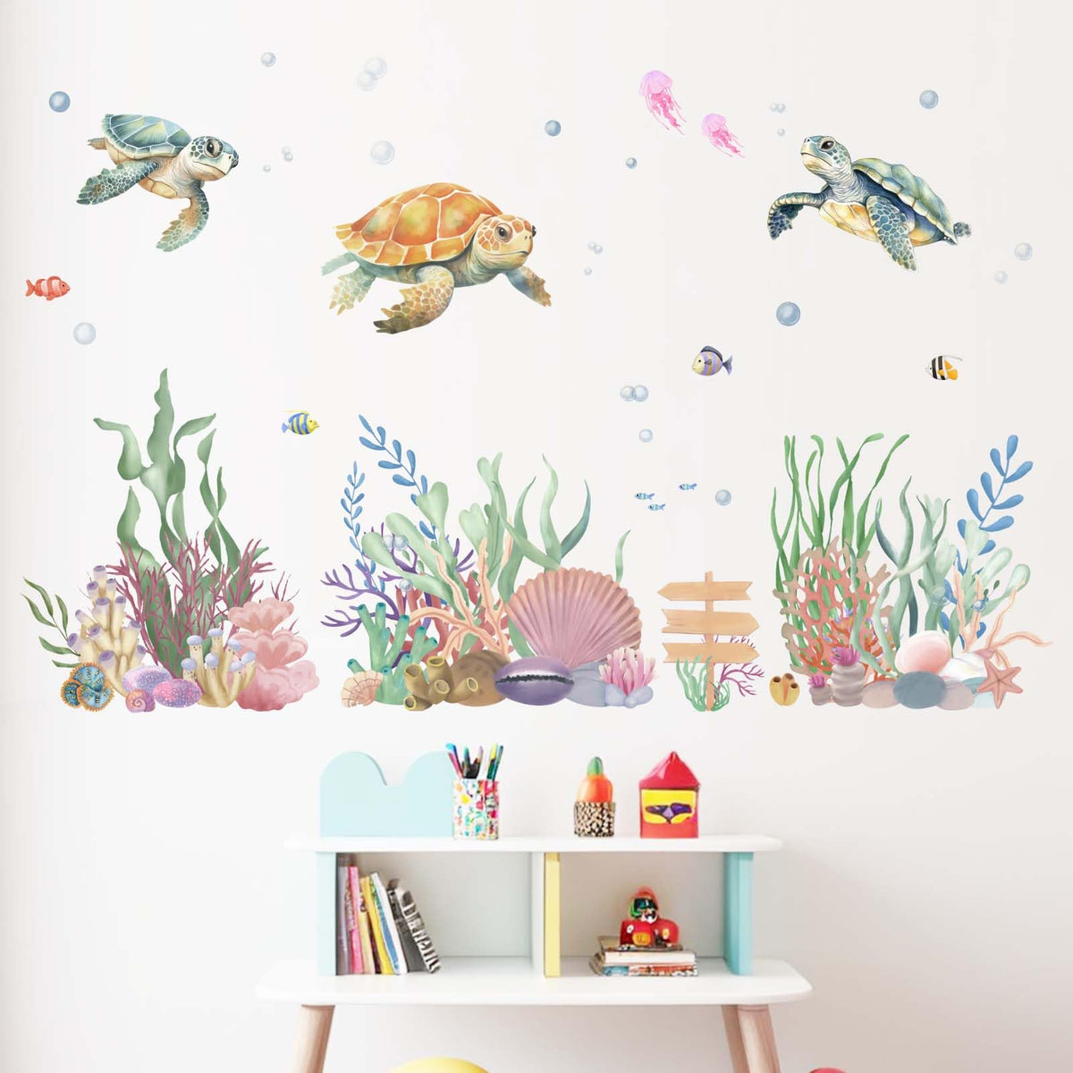 Amimagen Ocean Sea Turtle Wall Decal adds calming nursery ocean vibe
