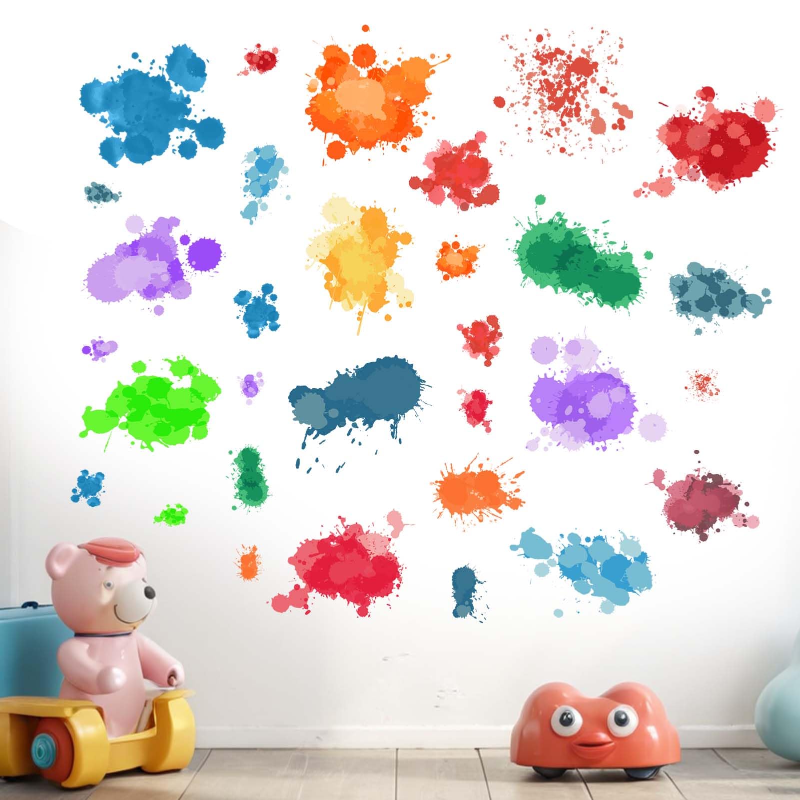 Amimagen paint-splatter wall sticker colorful kids room for creative decor
