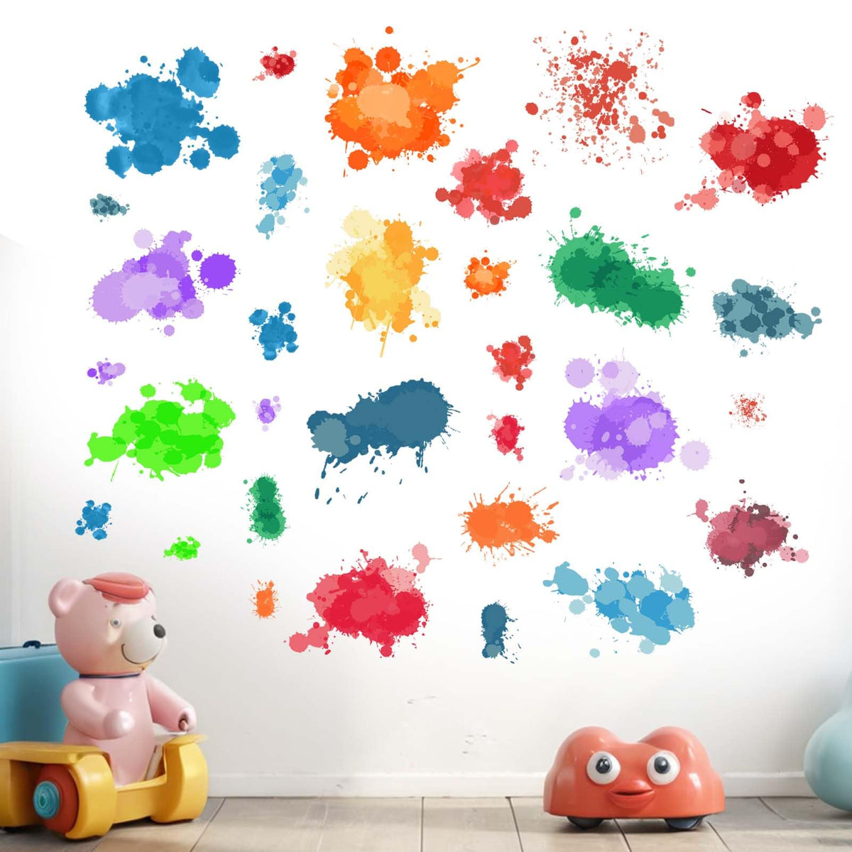 Amimagen paint-splatter wall sticker colorful kids room for creative decor