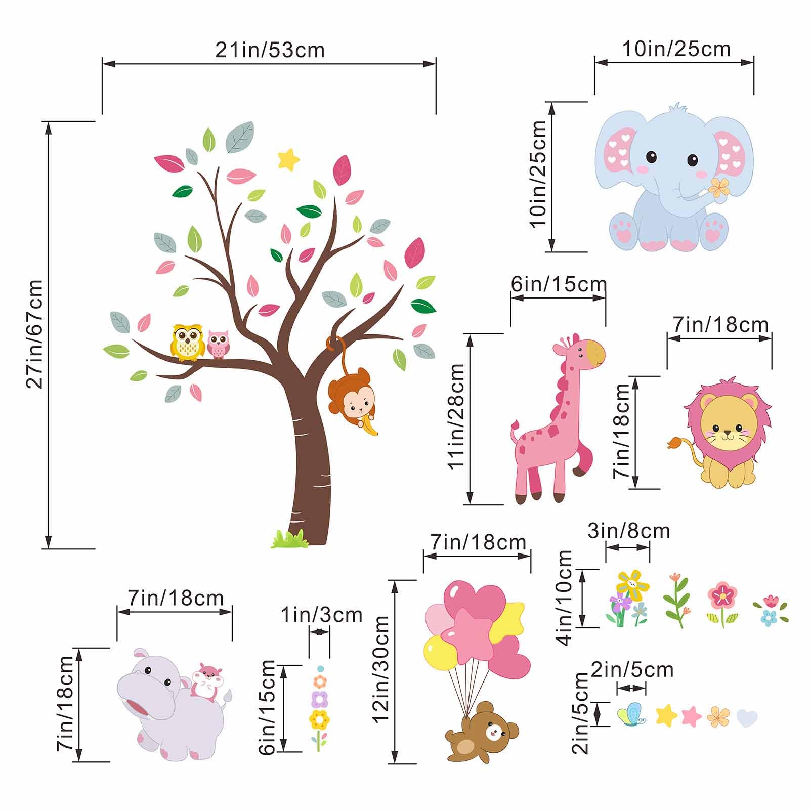 Amimagen Pink Animals hippo decals provide a playful color pop and waterproof durability