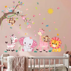 Amimagen Pink Forest lion wall decal brightens kids' rooms with bold, kid-friendly charm