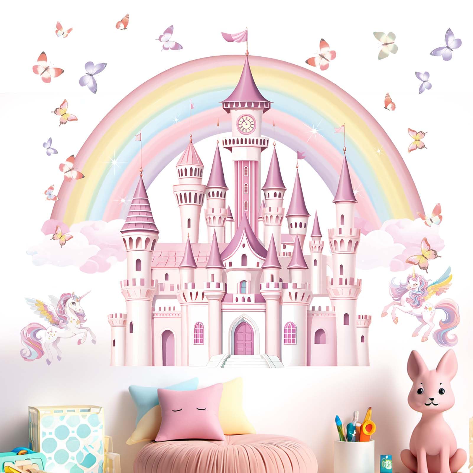 Amimagen Rainbow Castle wall sticker adds playful color to kids' rooms for imaginative play