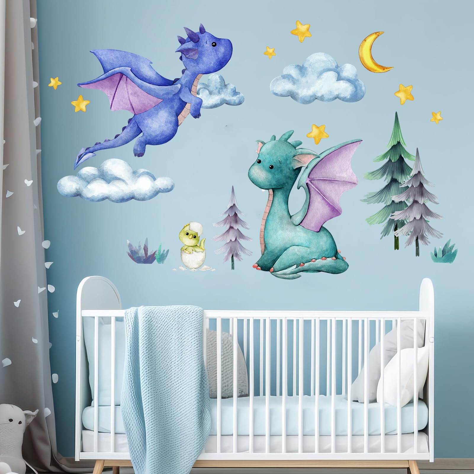 Amimagen Star Moon Dragon Eggs wall decal layout—versatile DIY murals.
