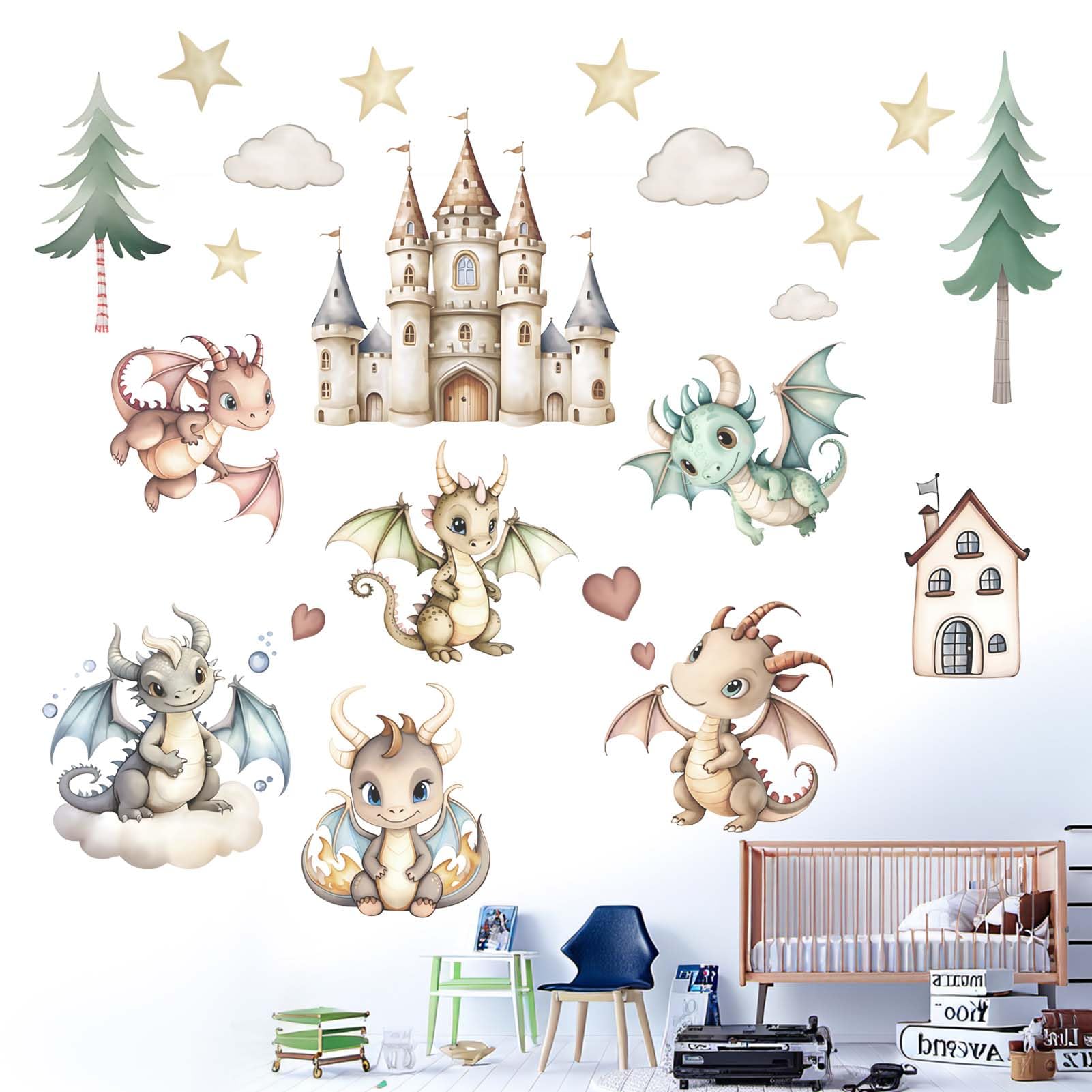 Amimagen stars and clouds wall decal adds soft accents to kids room