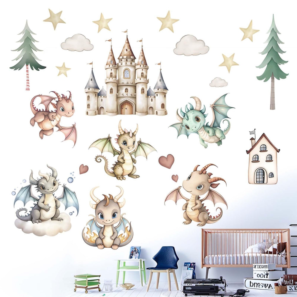 Amimagen stars and clouds wall decal adds soft accents to kids room