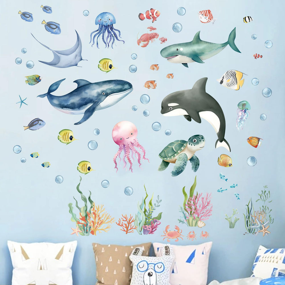 Amimagen Under The Sea fish wall decal for classrooms or bedrooms with simple, residue-free application.