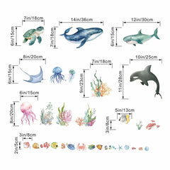 Amimagen Under The Sea sea turtle wall decal brightens bathrooms and play spaces.