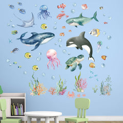 Amimagen Under The Sea whale wall decal adds playful ocean charm to kids' rooms.