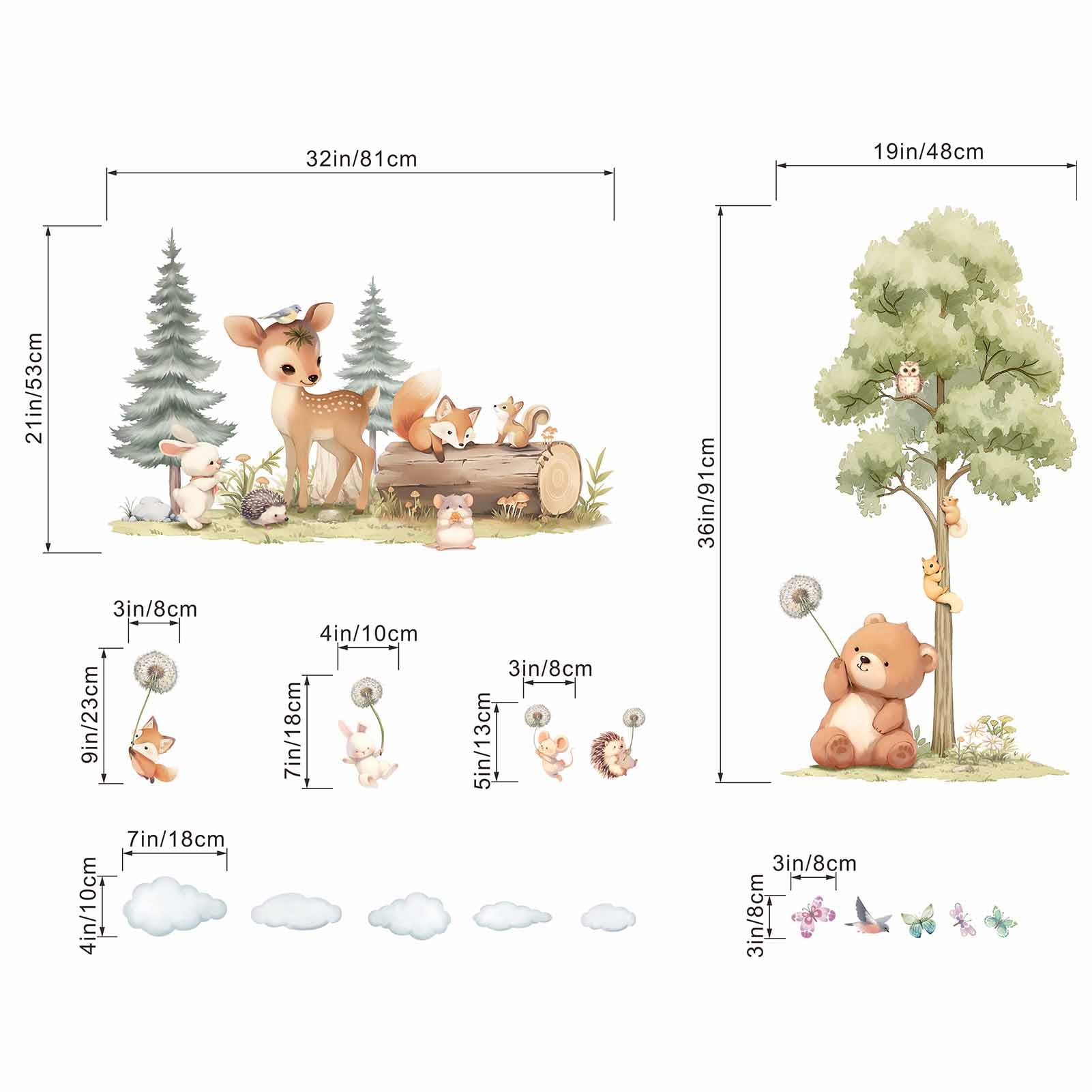 Amimagen forest-animals wall stickers easy to apply, residue-free decor.