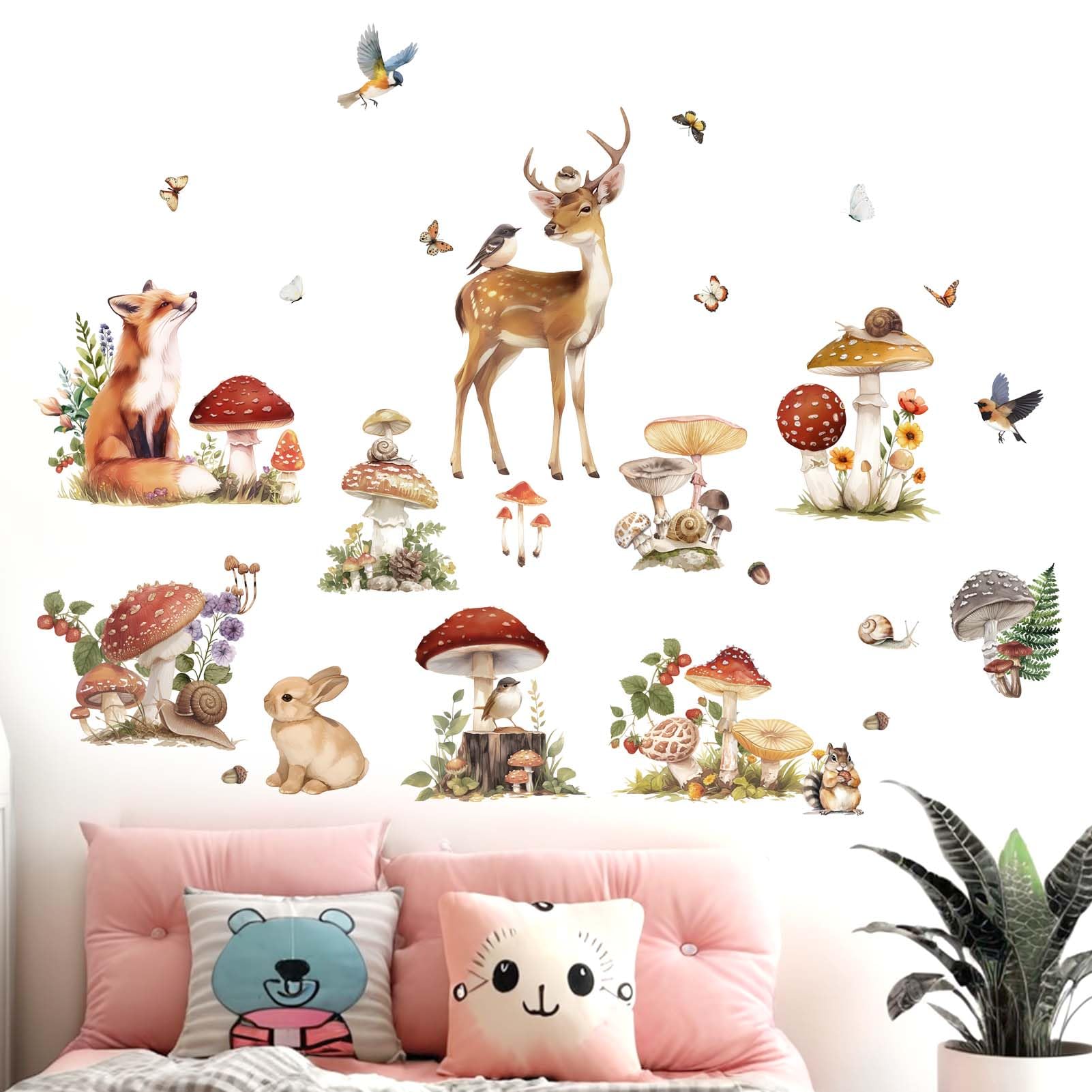 Amimagen woodland wall decal deer fox rabbit adds whimsical forest charm to kid's room