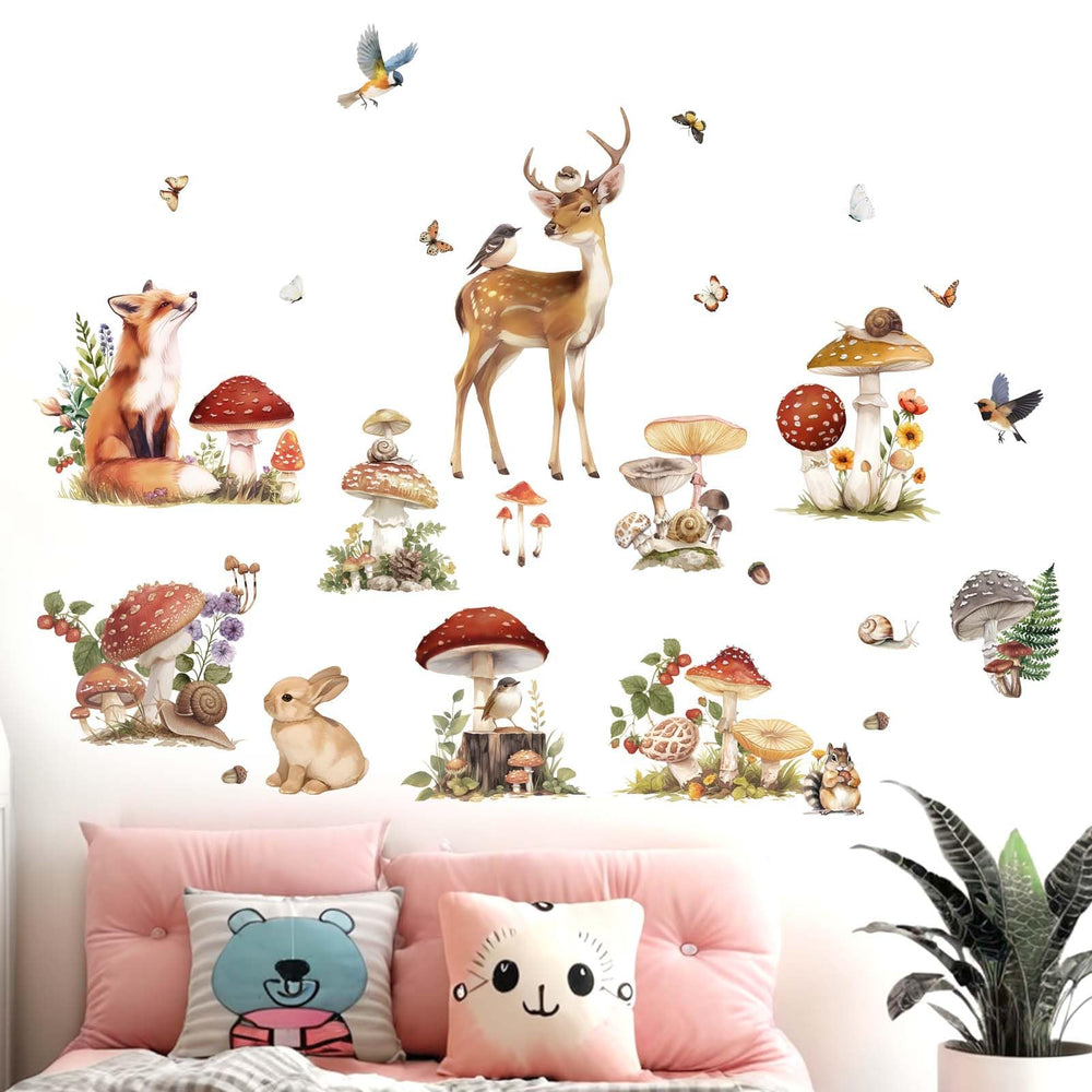 Amimagen woodland wall decal deer fox rabbit adds whimsical forest charm to kid's room