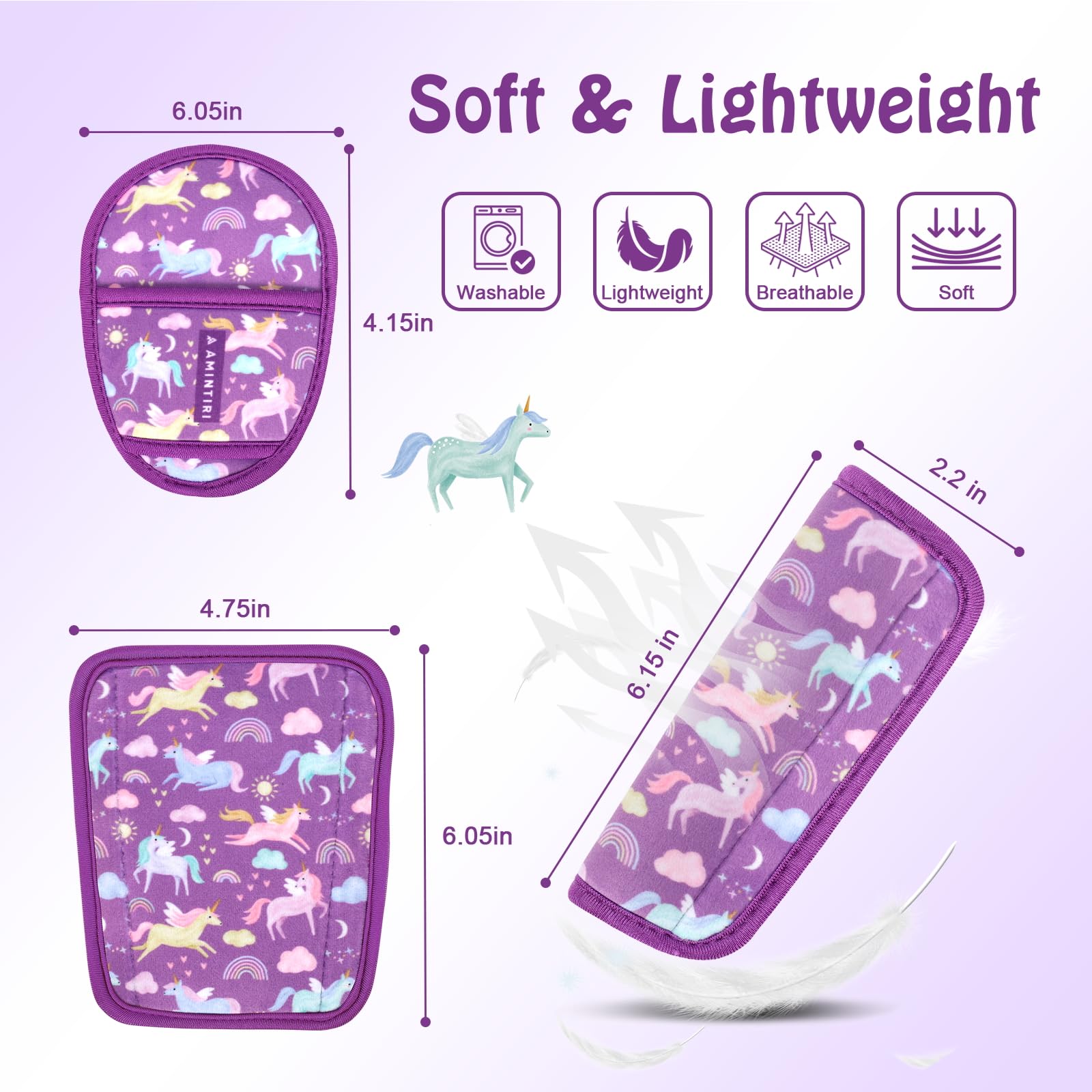 Amintiri Unicorn World crotch pad provides hip support during trips