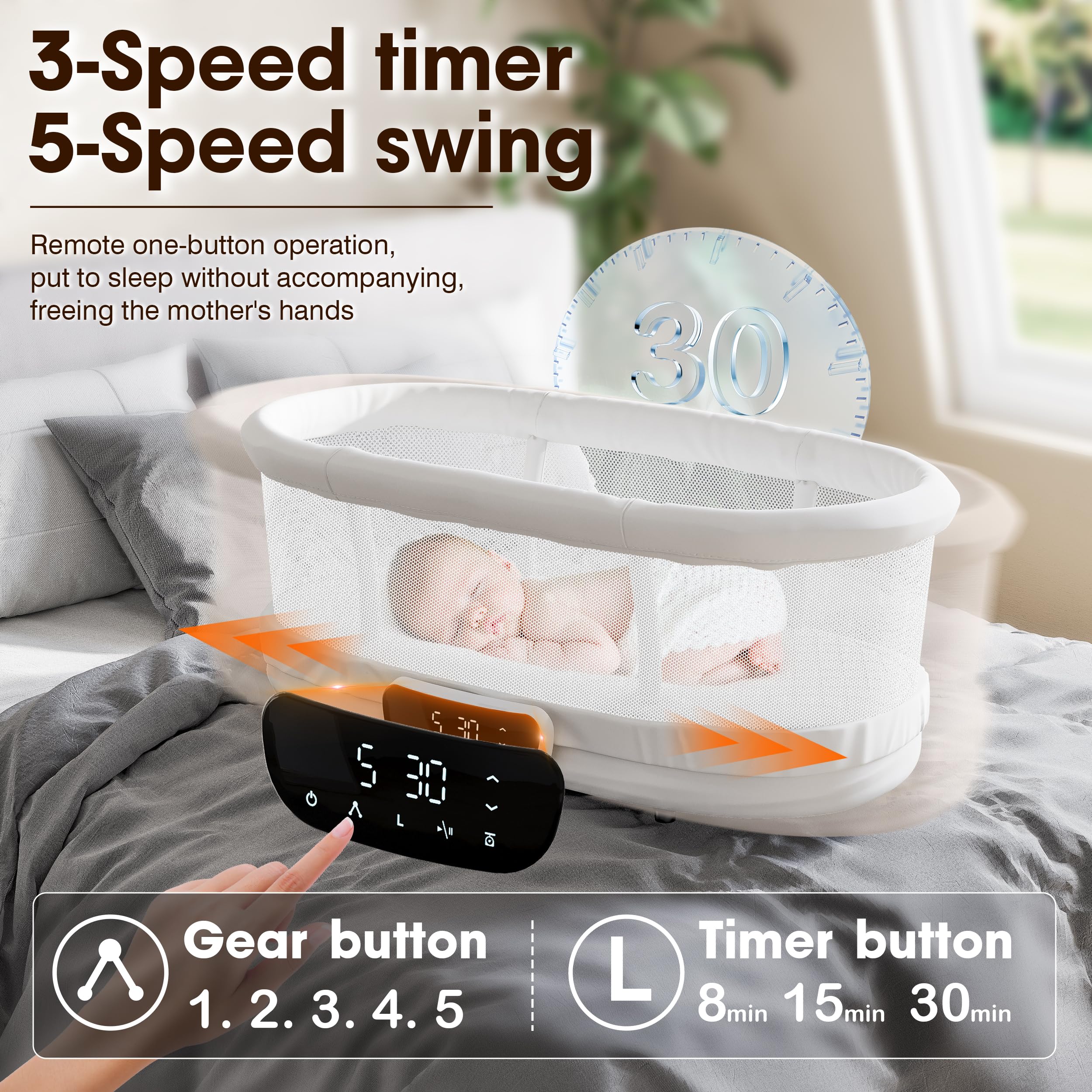 AMKE removable cot allowing easy room-to-room transition and flexible setup.