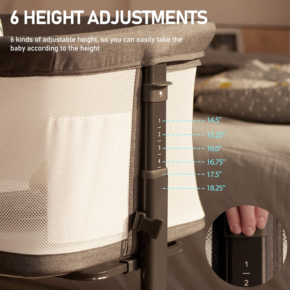 AMKE baby bassinet bedside sleeper mesh-walls highlight airflow and baby visibility