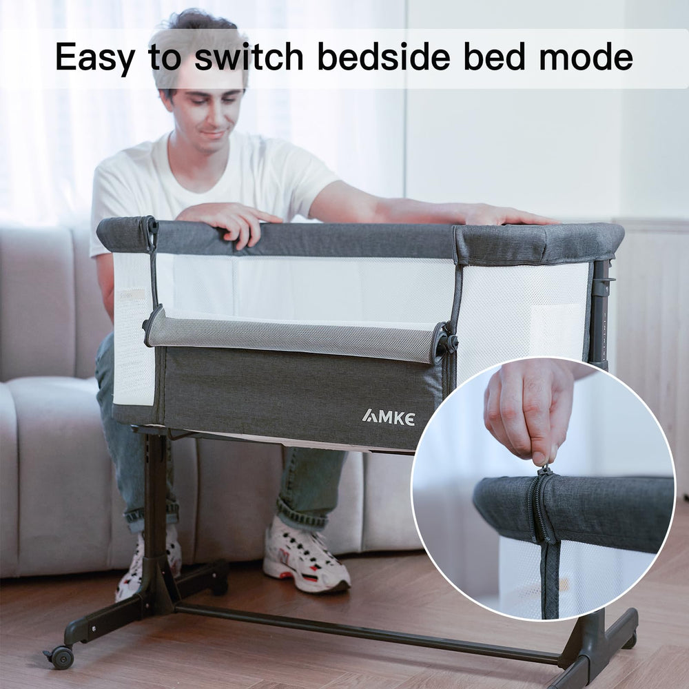 AMKE baby bassinet bedside sleeper mattress-pad included ensures comfortable naps
