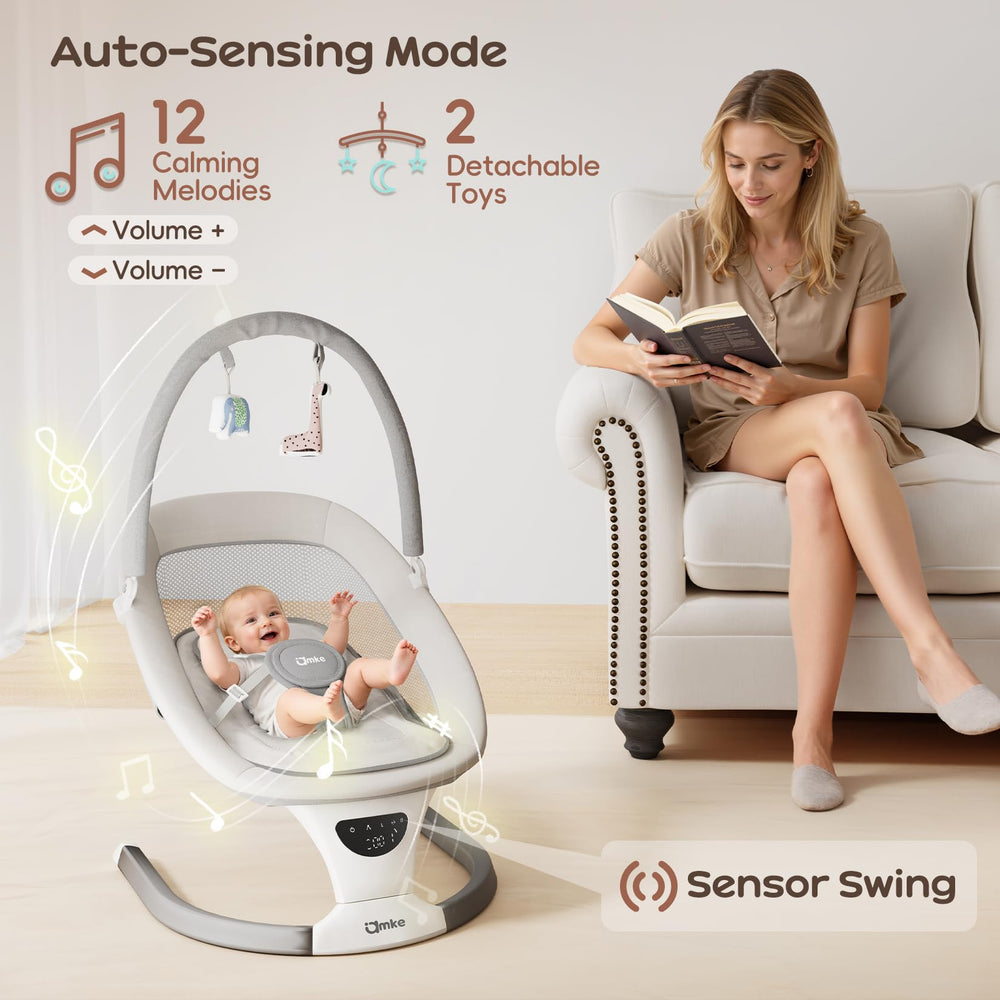 AMKE baby swing angles-and-speeds allow customizable rocking rhythms