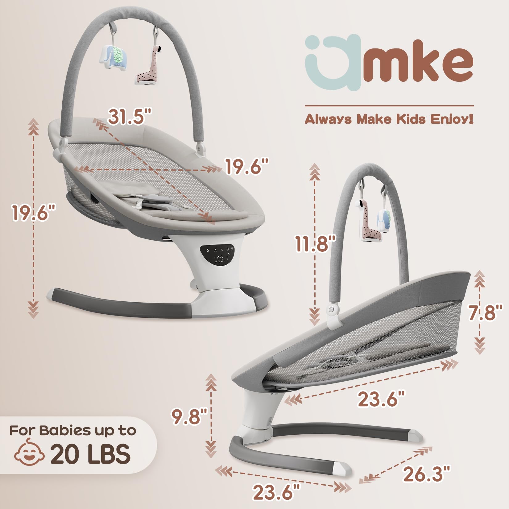 AMKE baby swing portable-indoor-outdoor design supports easy transport