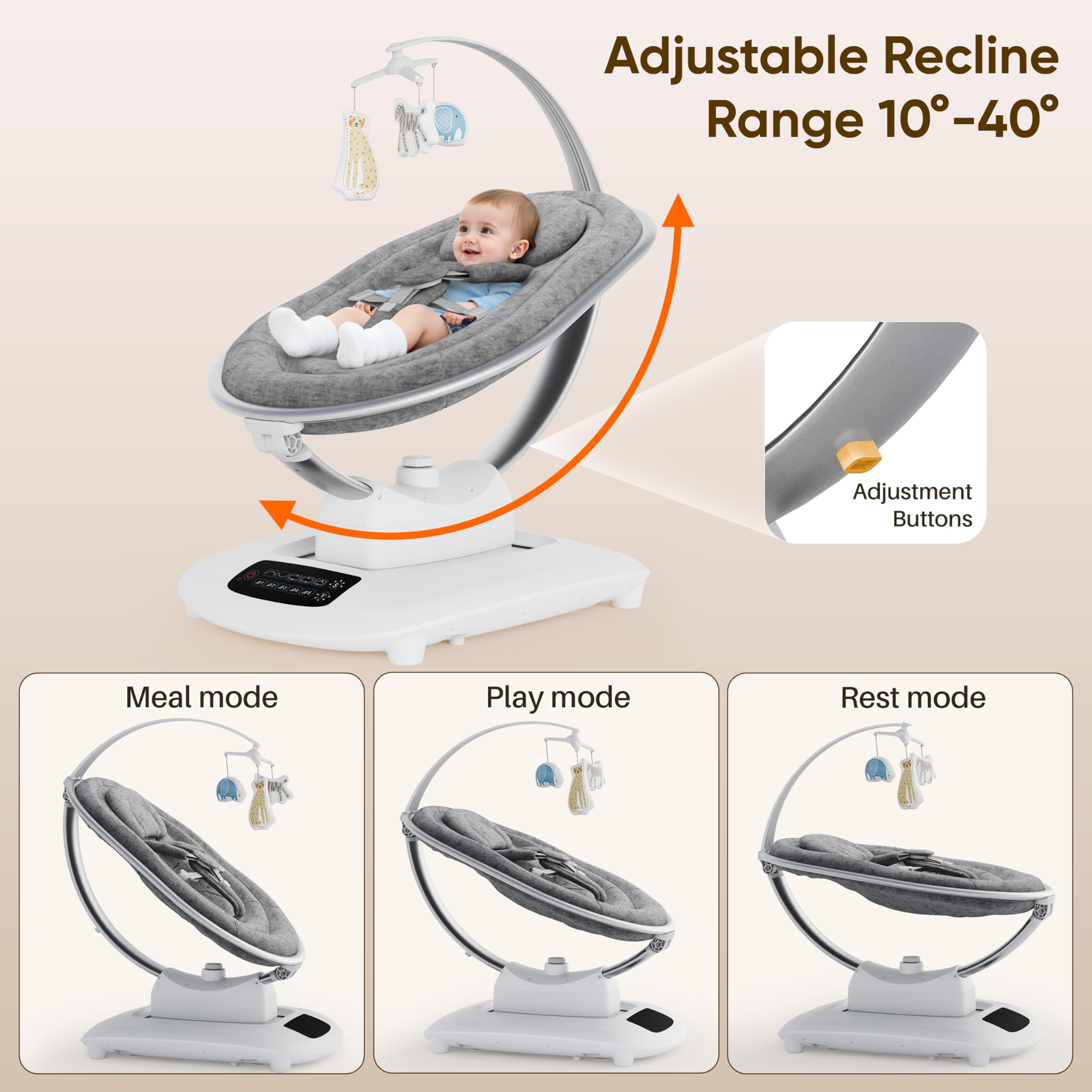 AMKE Luxury Electric Baby Swing five motions offer tailored soothing