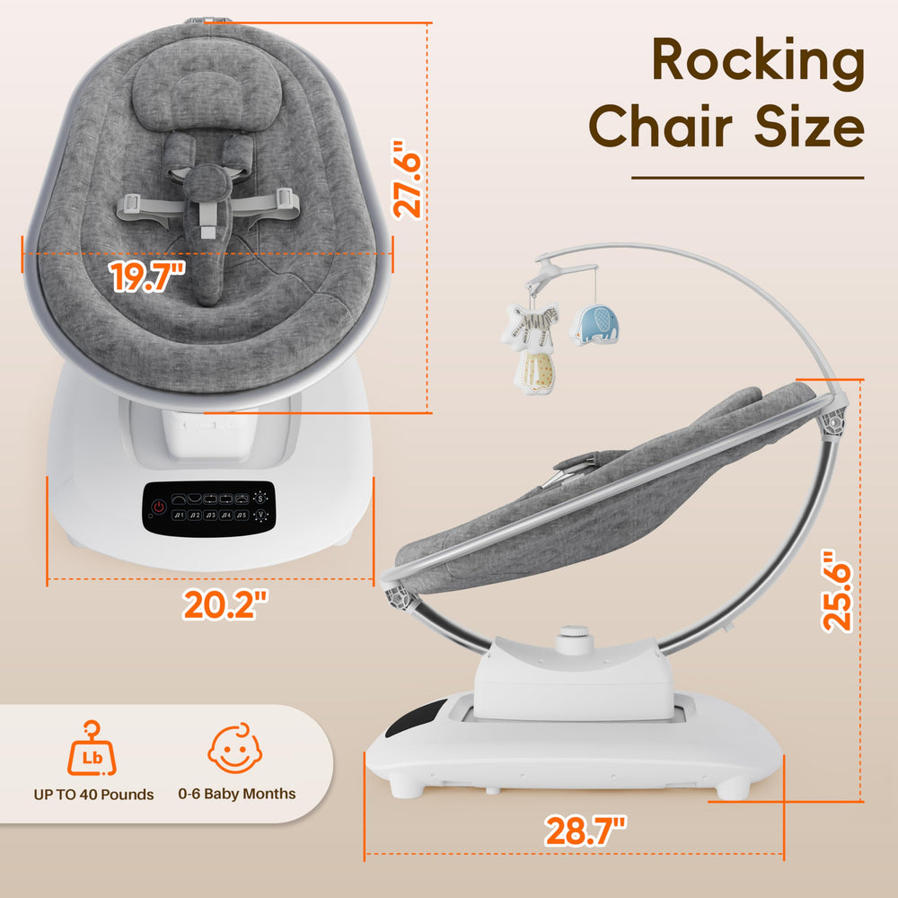 AMKE Luxury Electric Baby Swing machine-washable seat for easy cleanup